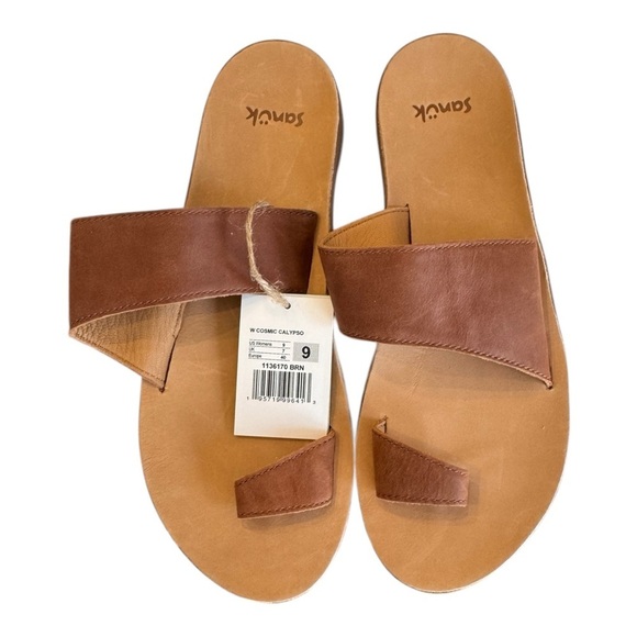 Sanuk Cosmic Calypso Leather Sandal in Brown NWT - Picture 2 of 7